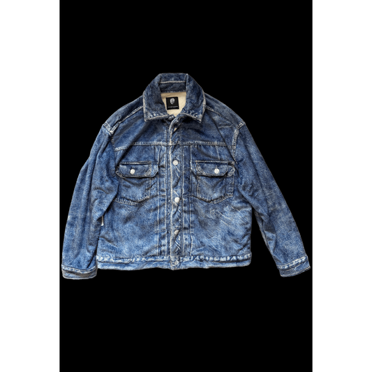 TALKING ABOUT THE ABSTRACTION DENIM PRINT FUR JKT