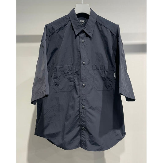 COMME des GARCONS HOMME NYLON TUSSER HALF SLEEVE SHIRT（NAVY）