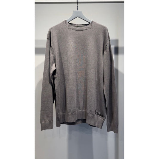 Y's for men INTERSIA LOGO ROUND NECK PULL OVER KNIT（GRAY）