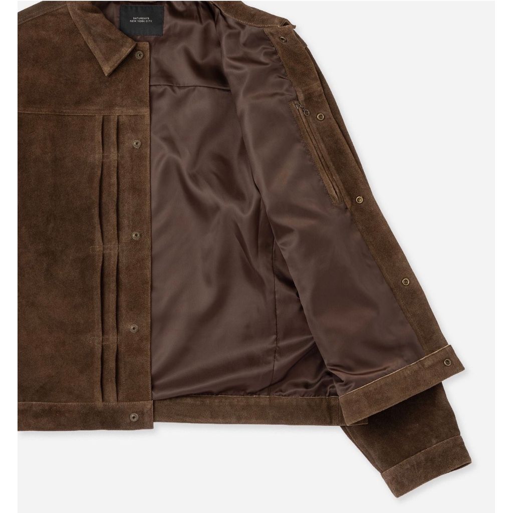 SATURDAYS NEW YORK CITY Emil Type-1 Suede Leather Jacket Brown