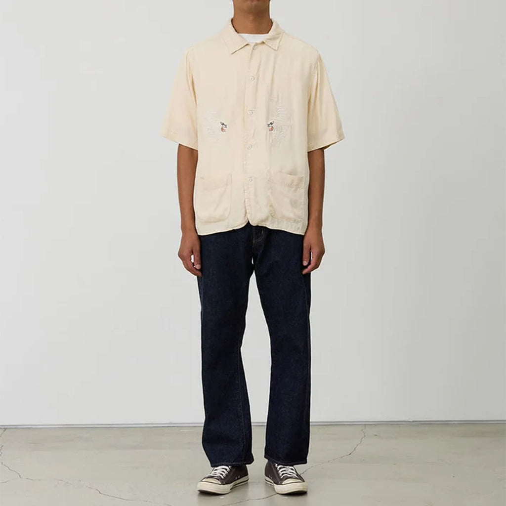 REMI RELIEF  レーヨンツイル スカ柄 S/S SHIRT(刺繍)