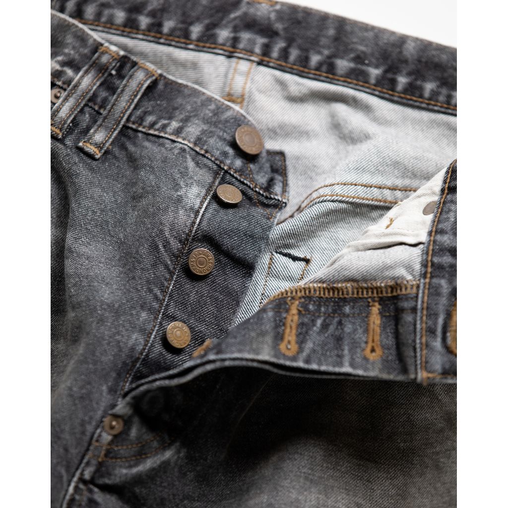 ANACHRONORM  REGULAR TAPERED WASHED 5P BLACK DENIM PANTS