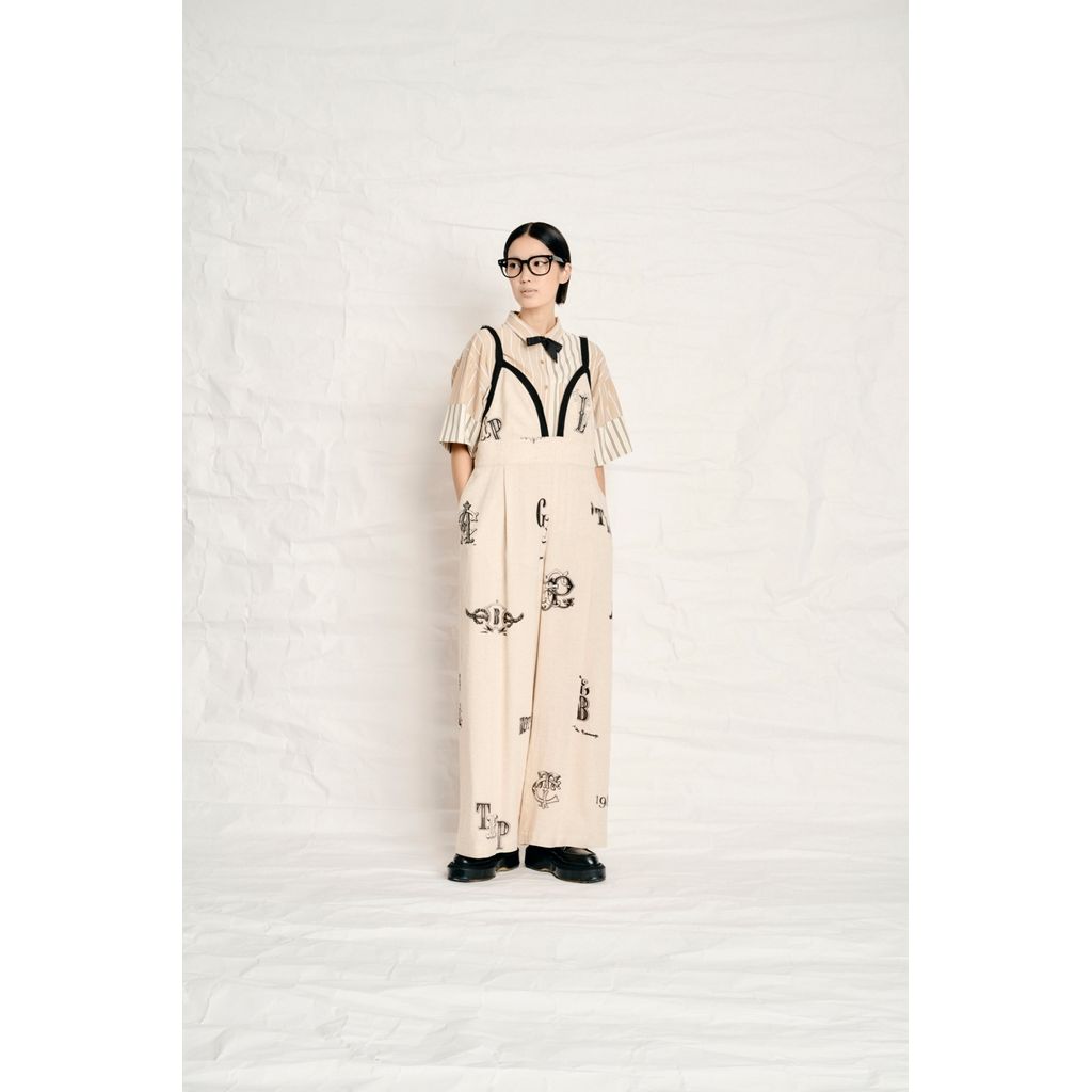 THOMAS MAGPIE C/Linen PRINT サロペット