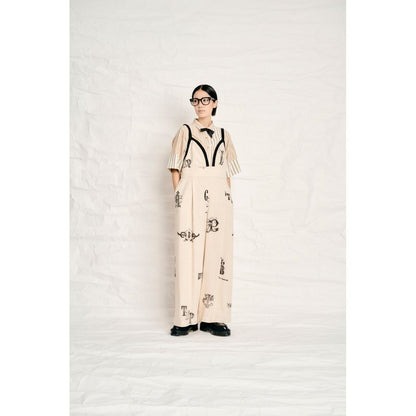 THOMAS MAGPIE C/Linen PRINT サロペット