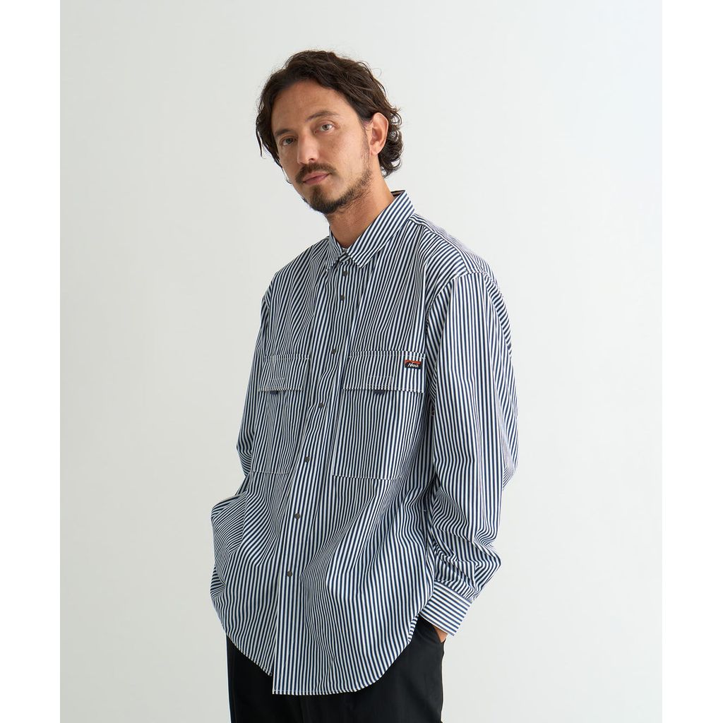 NANGA  STRIPE W POCKET BOX SHIRT(MEN)