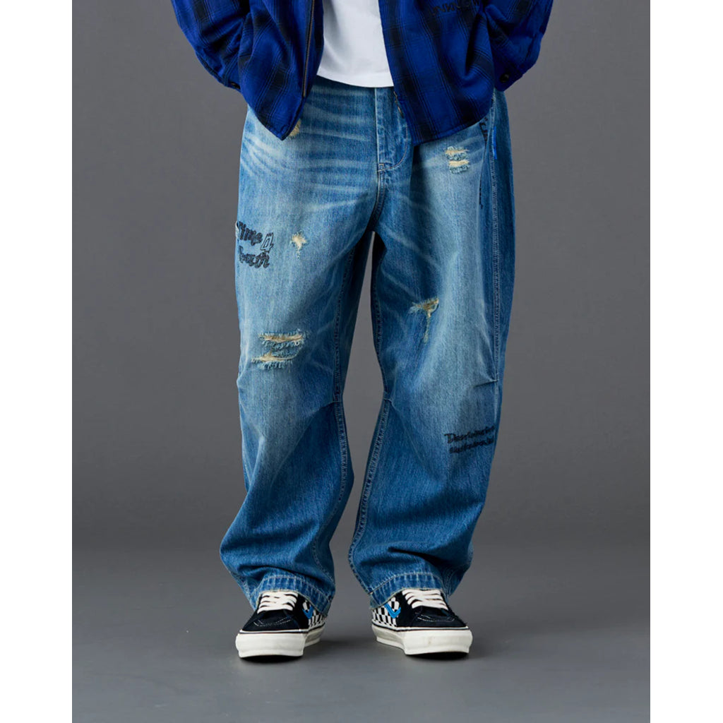 Liberaiders  DAMAGED DENIM SARROUEL PANTS