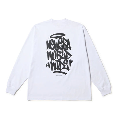 NEW ERA 長袖 オーバーサイズド コットン Tシャツ Tagging ホワイト