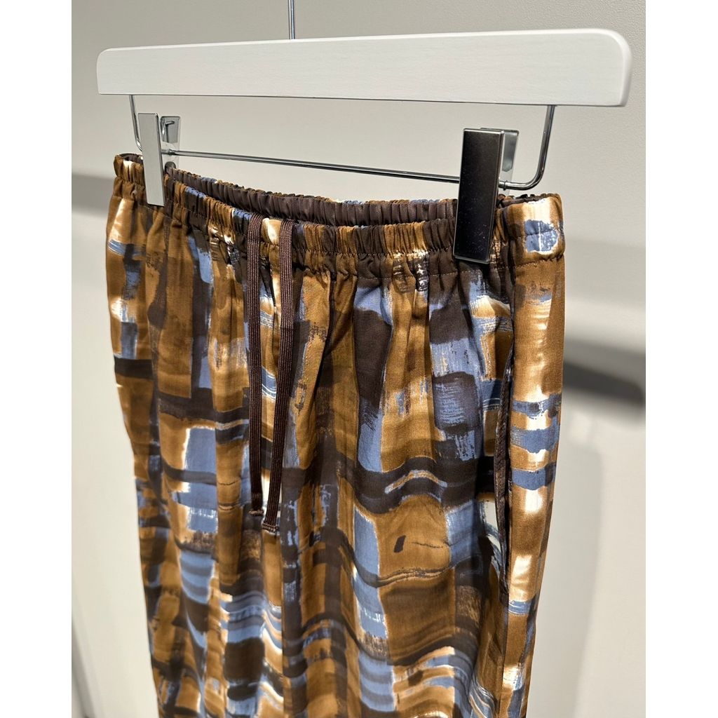 【MADE IN JAPAN】LINEAGE ABSTRACT CHECK EASY PANTS（BROWN）