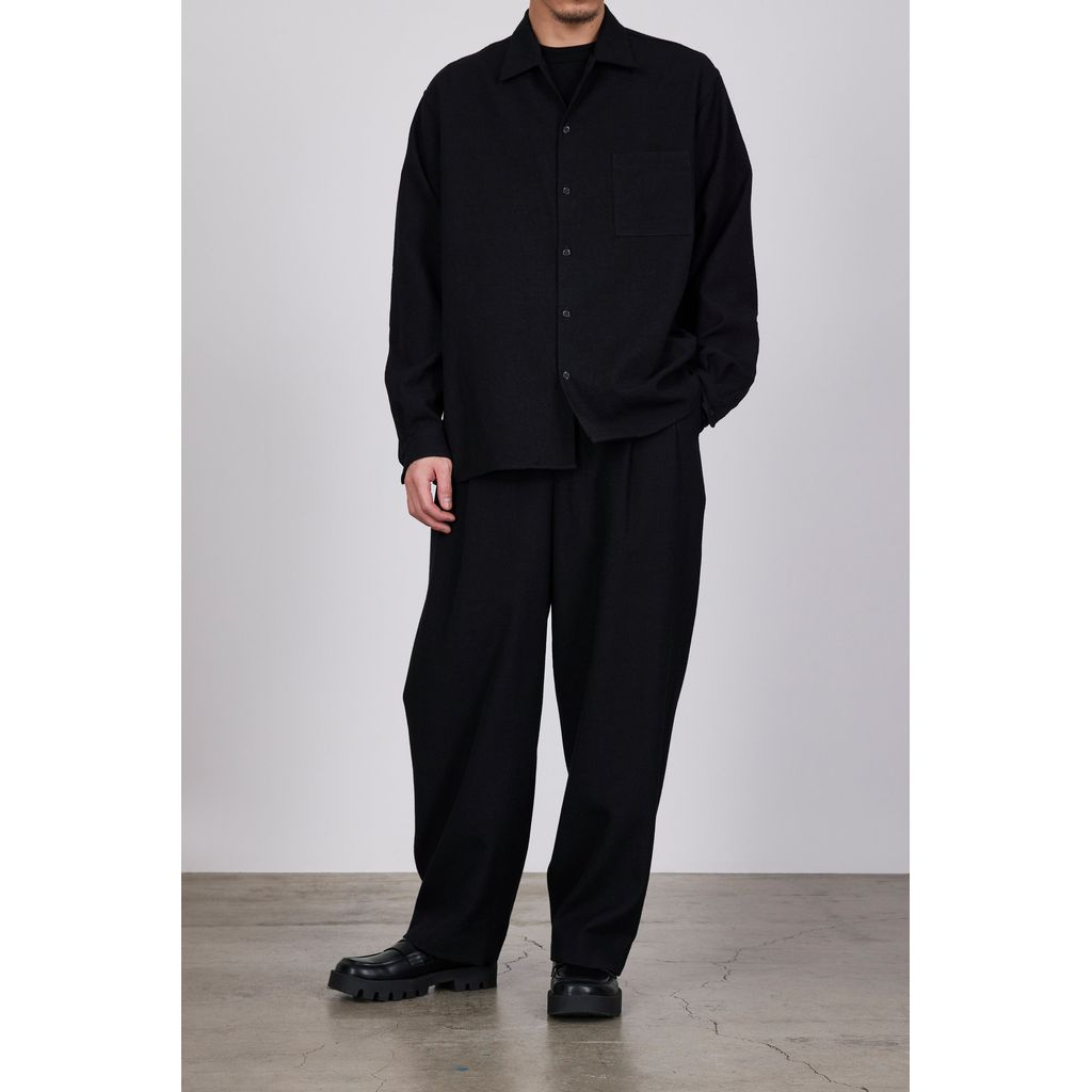 MARKA TUMBLED WOOL SERGE OFFICER PANTS 2TUCK WIDE – MAROON WEBSTORE