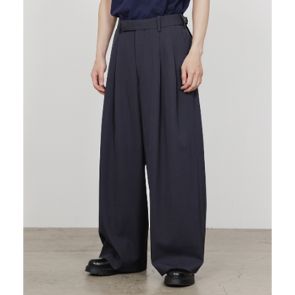 marka 2/60 Washer Wool Gabardine Two Tuck Baggy Trousers