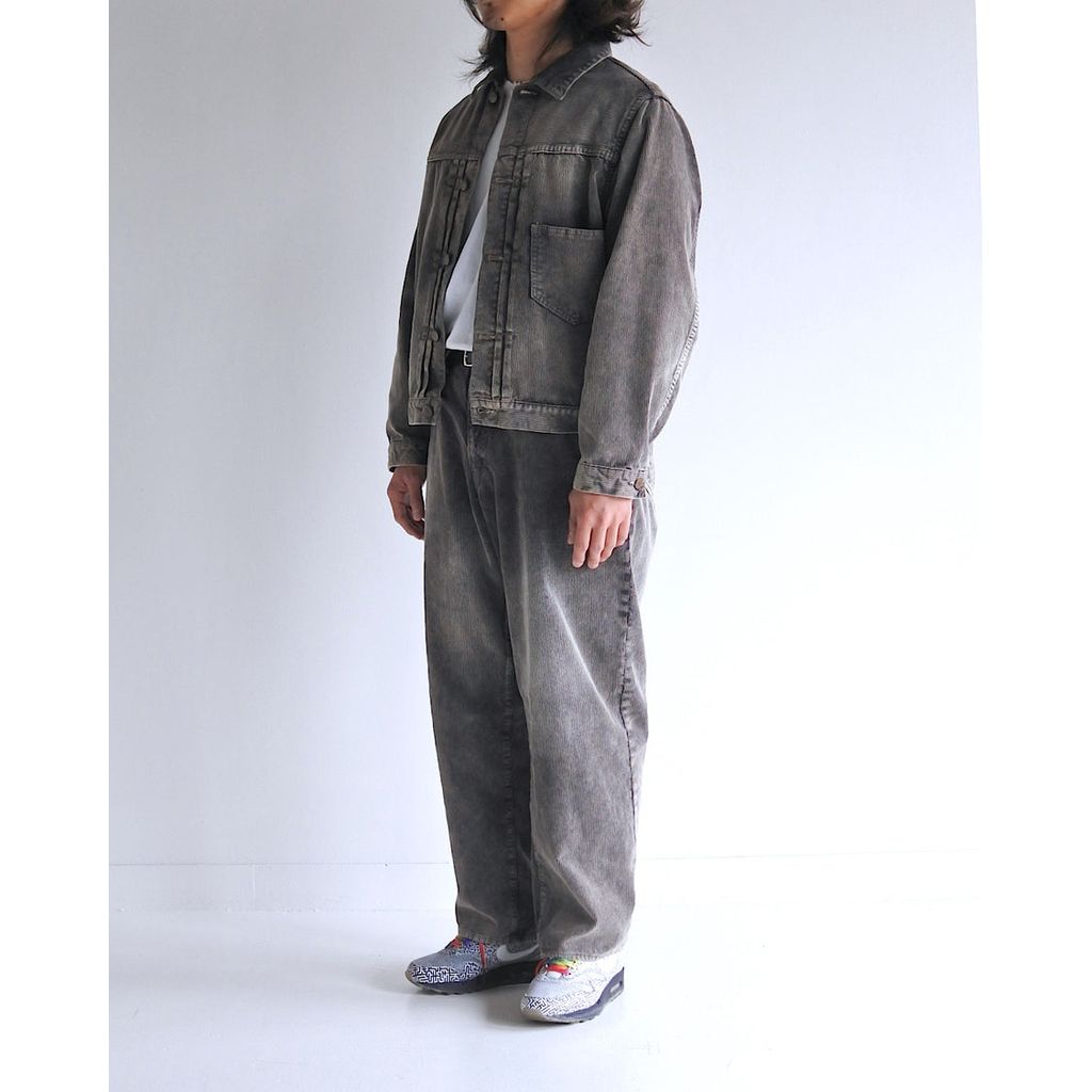 ANACHRONORM  SULFUR DYED CORDUROY FRONT TUCK JACKET SULFUR BLACK