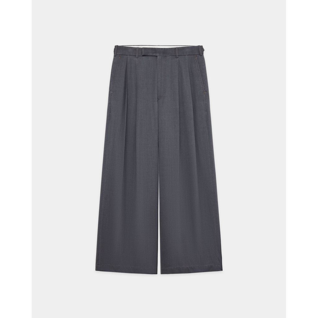 marka Washable 2/72 Wool Gabardine Pigment Print Two Tuck Baggy Trousers
