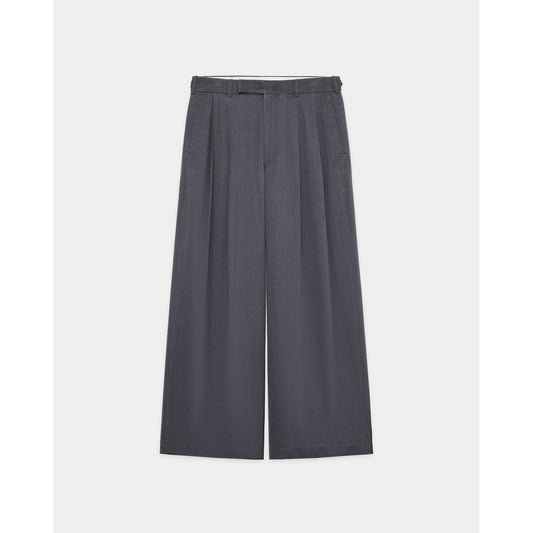 marka Washable 2/72 Wool Gabardine Pigment Print Two Tuck Baggy Trousers