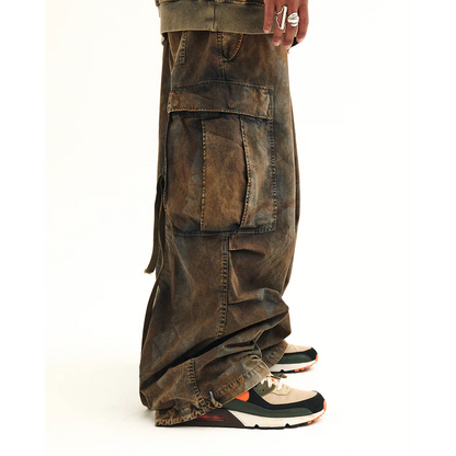 ANACHRONORM  AN372 BLACK CUT-OFF HARD DAMAGED B.D.U CAMO PANTS WOODLAND