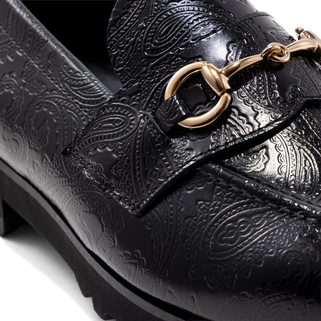 KENFORD MENS TANK SOLE BIT LOAFERS / BLACK PAISLEY