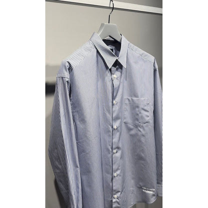 COMME des GARCONS HOMME コットンストライプ LOGO シャツ（WHITE ベース)