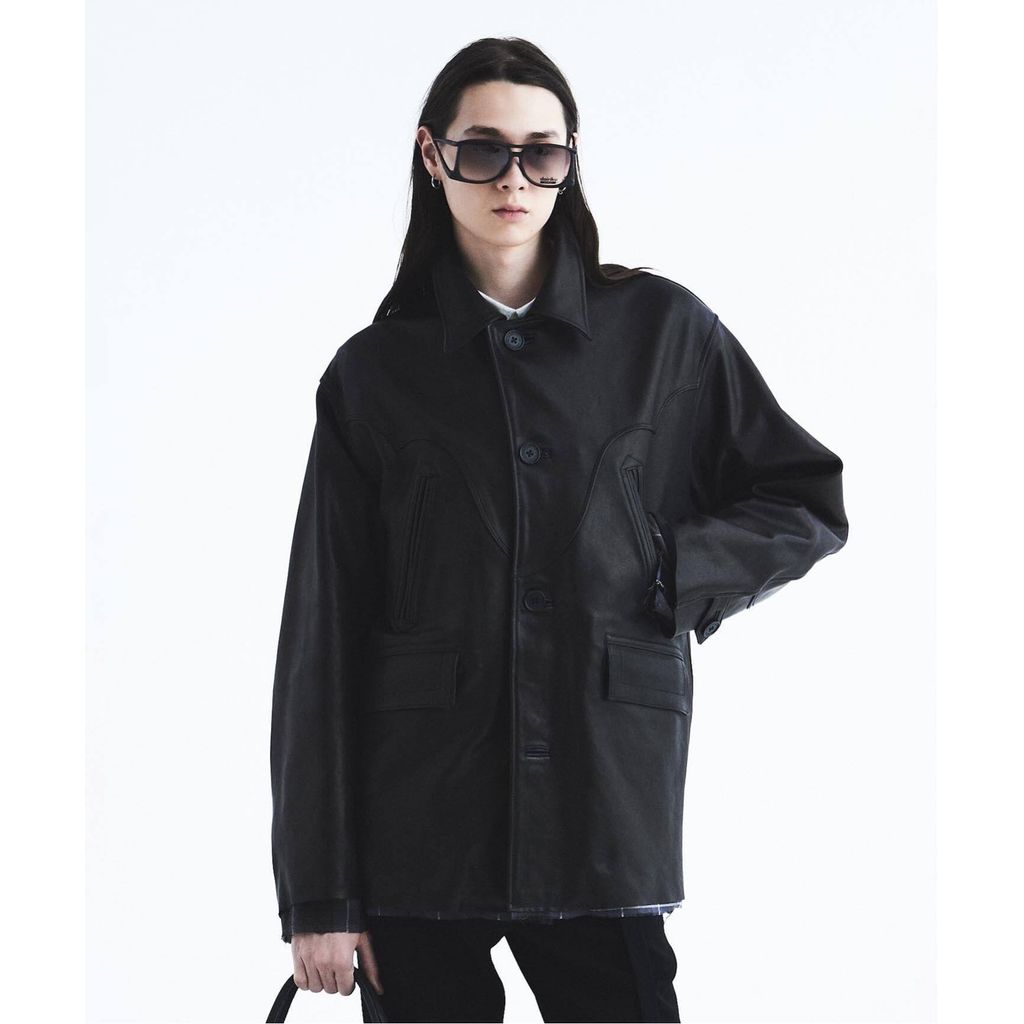 DAIRIKU Shinig Collar Leather Jacket