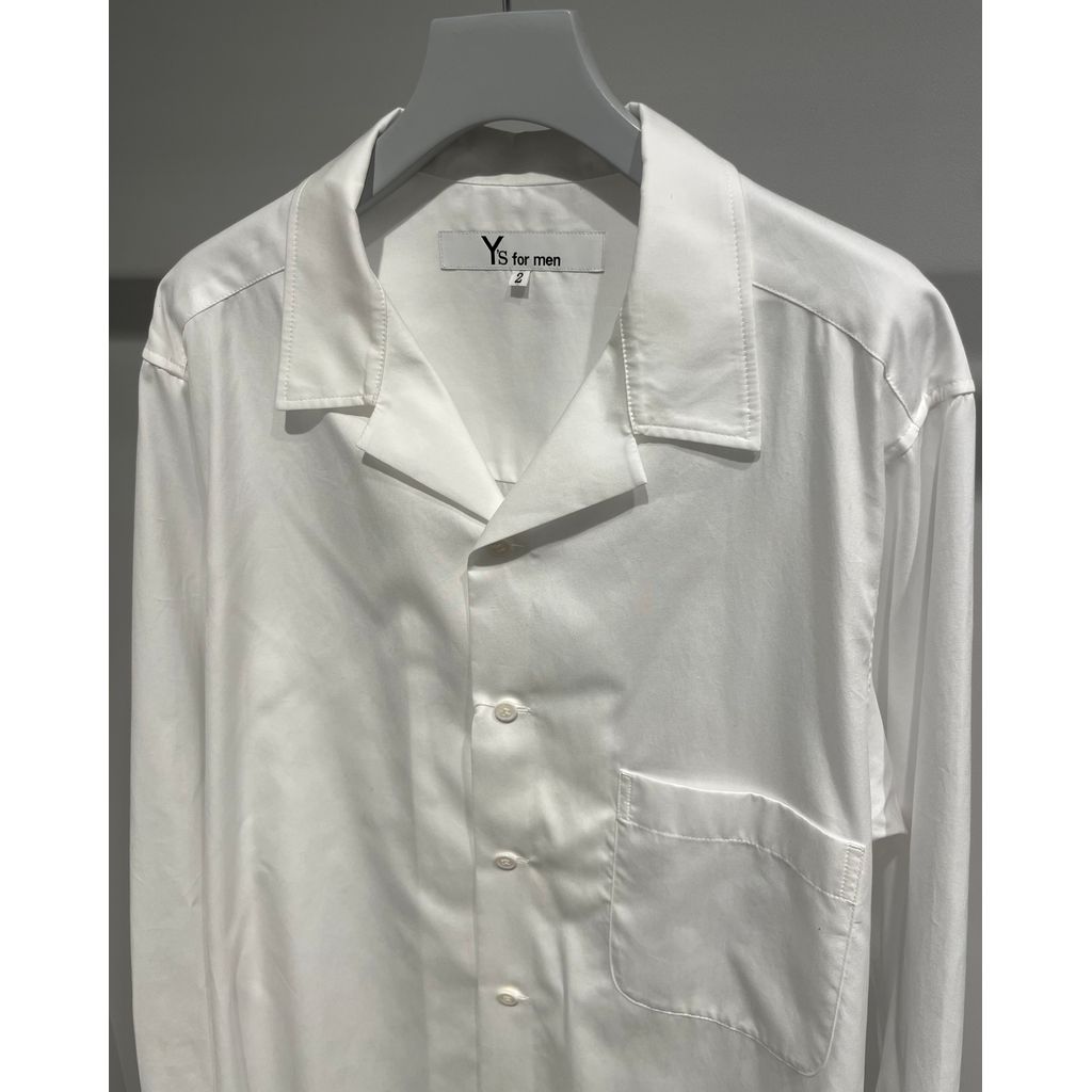 Y's for men 100/2 BROAD OPEN COLLAR SHIRT WITH LEFT CHEST POCKET