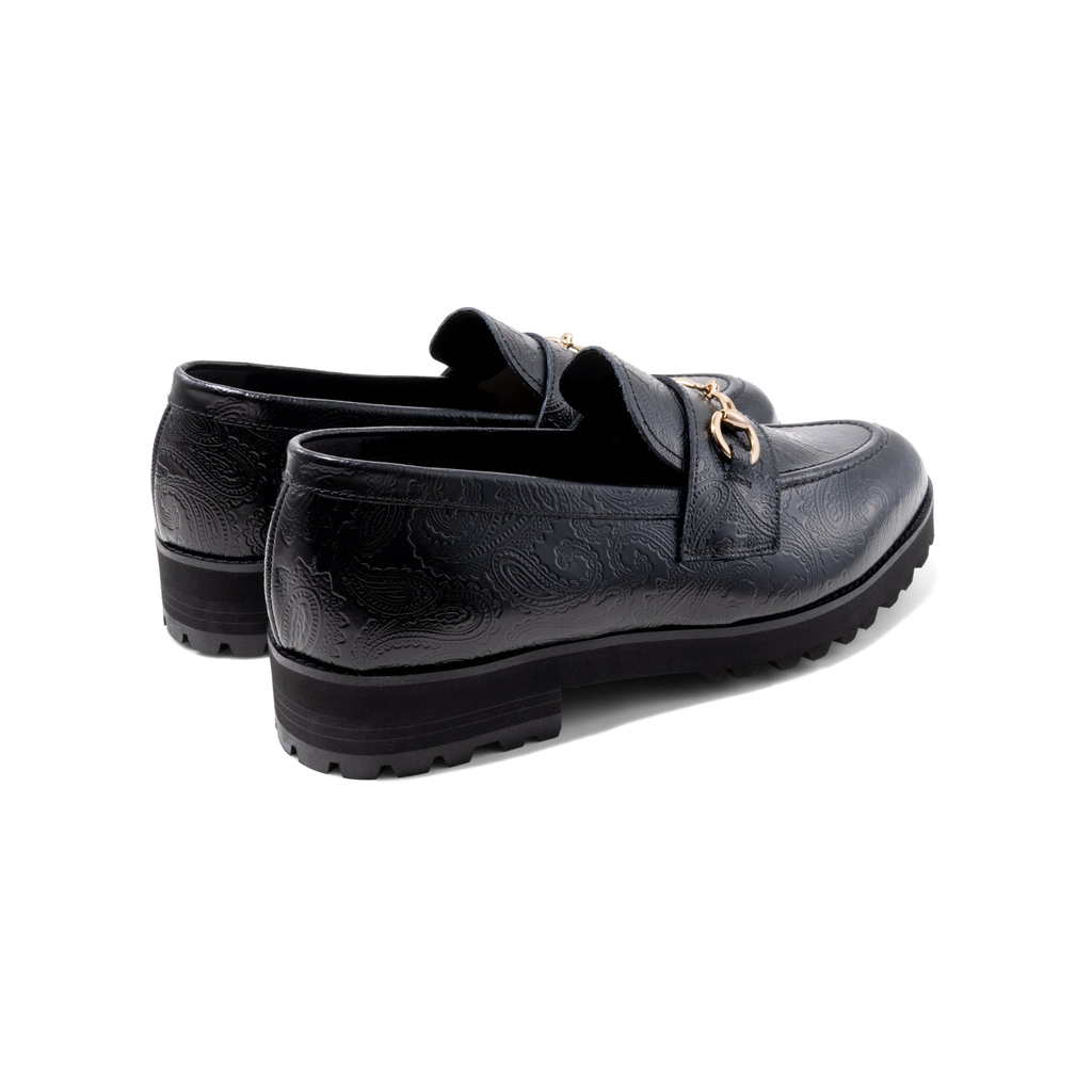 KENFORD MENS TANK SOLE BIT LOAFERS / BLACK PAISLEY