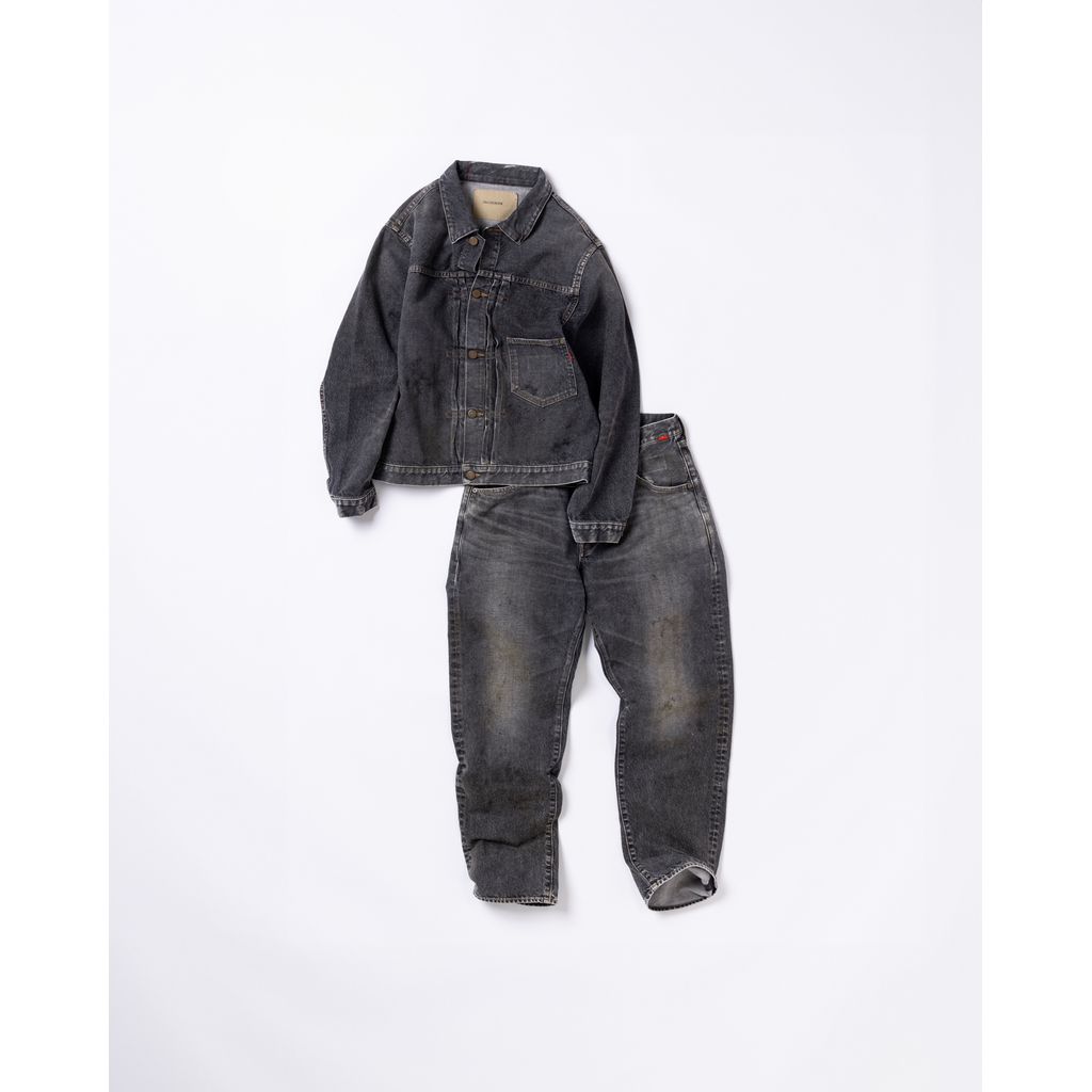 ANACHRONORM  REGULAR TAPERED WASHED 5P BLACK DENIM PANTS