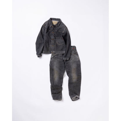 ANACHRONORM  REGULAR TAPERED WASHED 5P BLACK DENIM PANTS