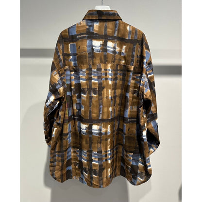 【MADE IN JAPAN】LINEAGE ABSTRACT CHECK SHIRTS（BROWN）