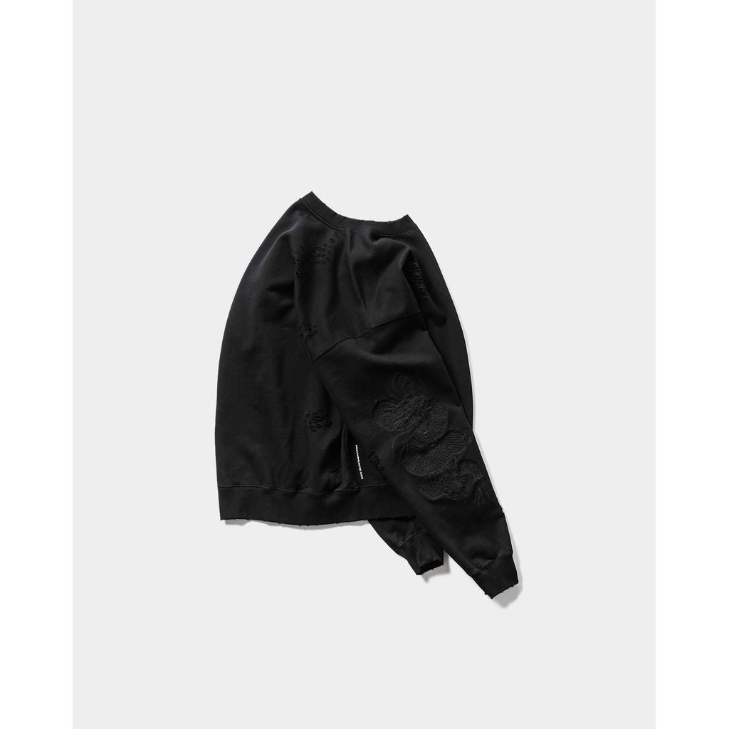 TIGHTBOOTH DAMAGE CREW SWEAT - TIGHTBOOTH x DELUXE