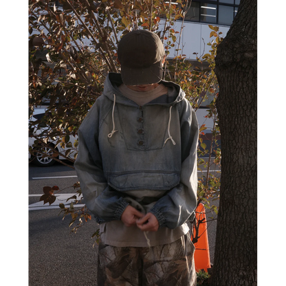 ANACHRONORM  AGING UTILITY DENIM ANORAK PULLOVER INDIGO