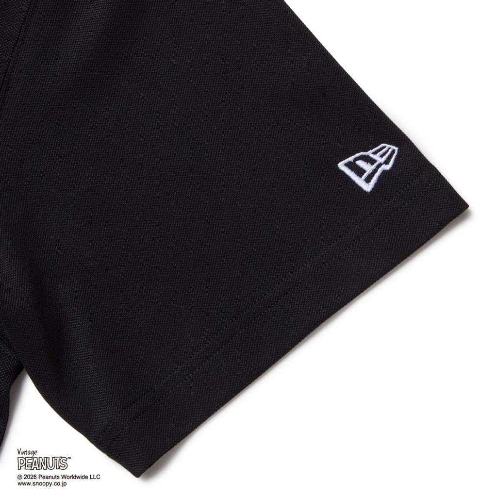 NEW ERA 半袖 ミッドネック Tシャツ Vintage PEANUTS ピーナッツ GOLF Circle ロゴ ブラック