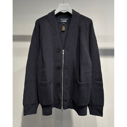 COMME des GARCONS HOMME BATONER W-NAME WOOL KNIT CARDIGAN（CHARCOAL）