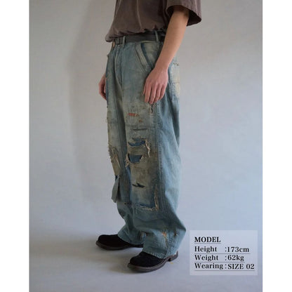 ANACHRONORM REMAKED DOUBLEKNEE DENIM PAINTER PANTS INDIGO (REMAKE)