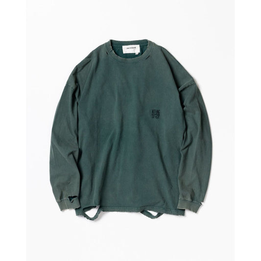 ANACHRONORM EMBROIDERY DAMAGED L/S T-S GREEN