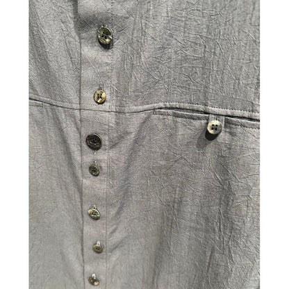 Y's for men 60 WRINKLE LAWN SHORT SLEEVE SHIRT WITH RANDOM BUTTONS