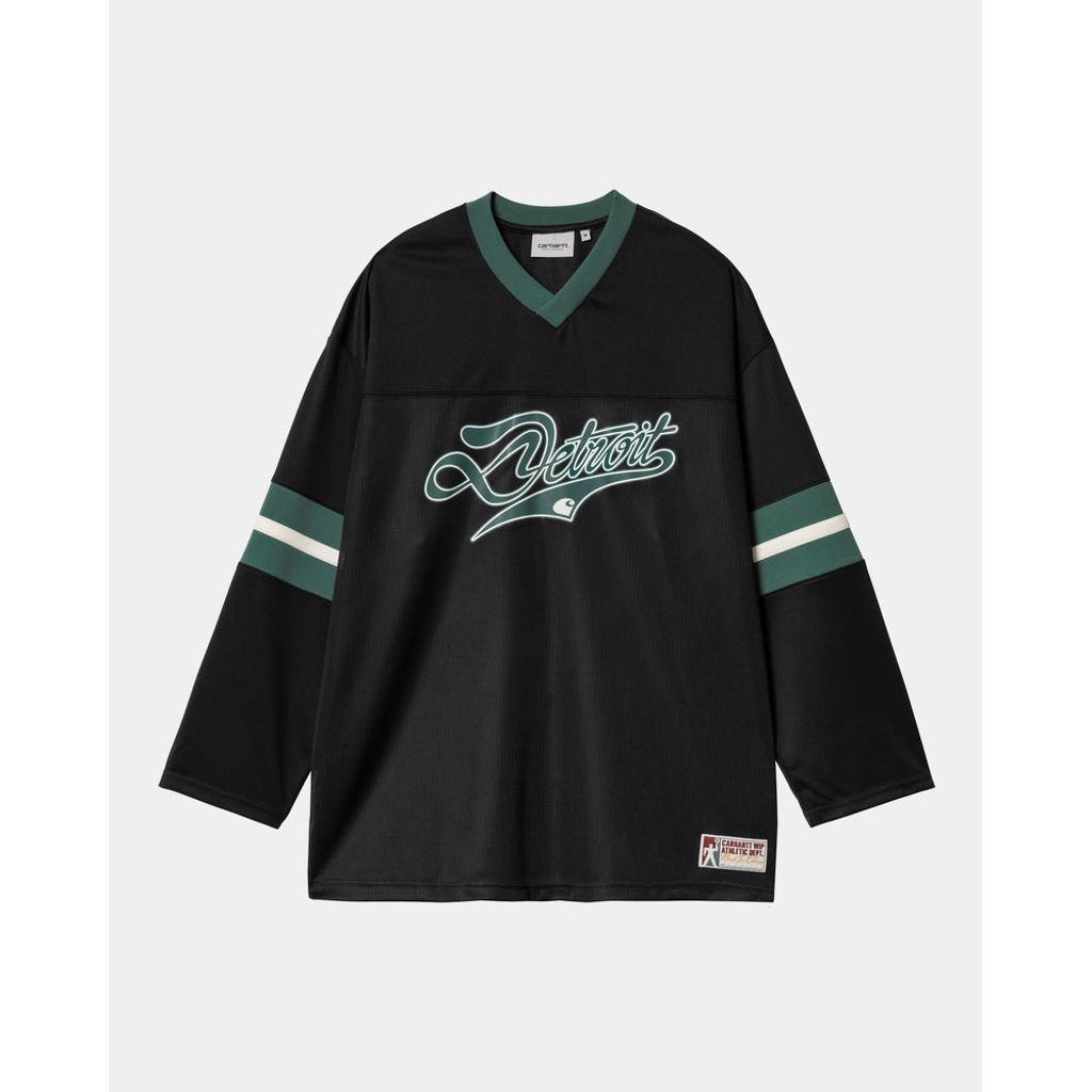 CARHARTT WIP L/S DETROIT MESH T-SHIRT - Black / Conifer / Wax