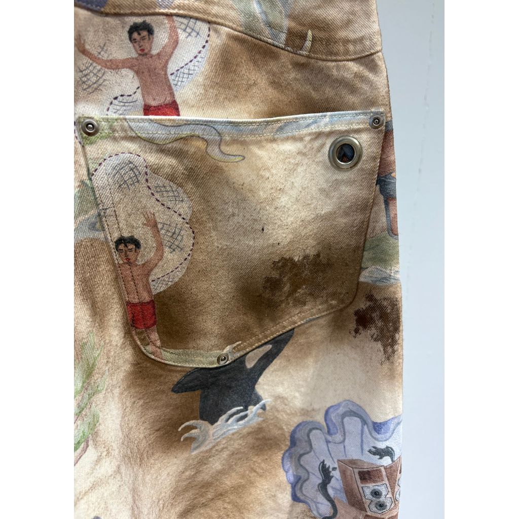 FAF NEW COMMUNE DART BAGGY DENIM (Print)