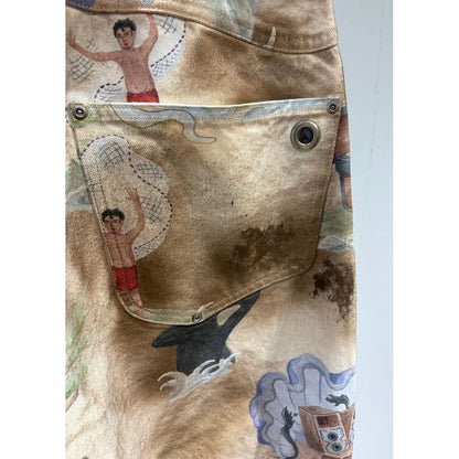 FAF NEW COMMUNE DART BAGGY DENIM (Print)