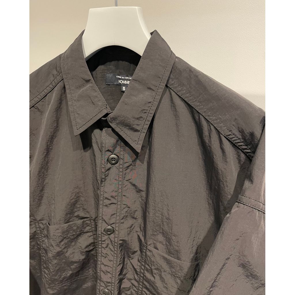 COMME des GARCONS HOMME NYLON TUSSER HALF SLEEVE SHIRT（BLACK）