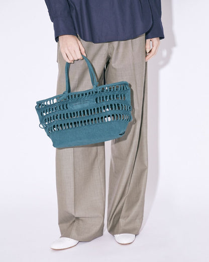 beautiful people konbu knit shopping busket bag d.green