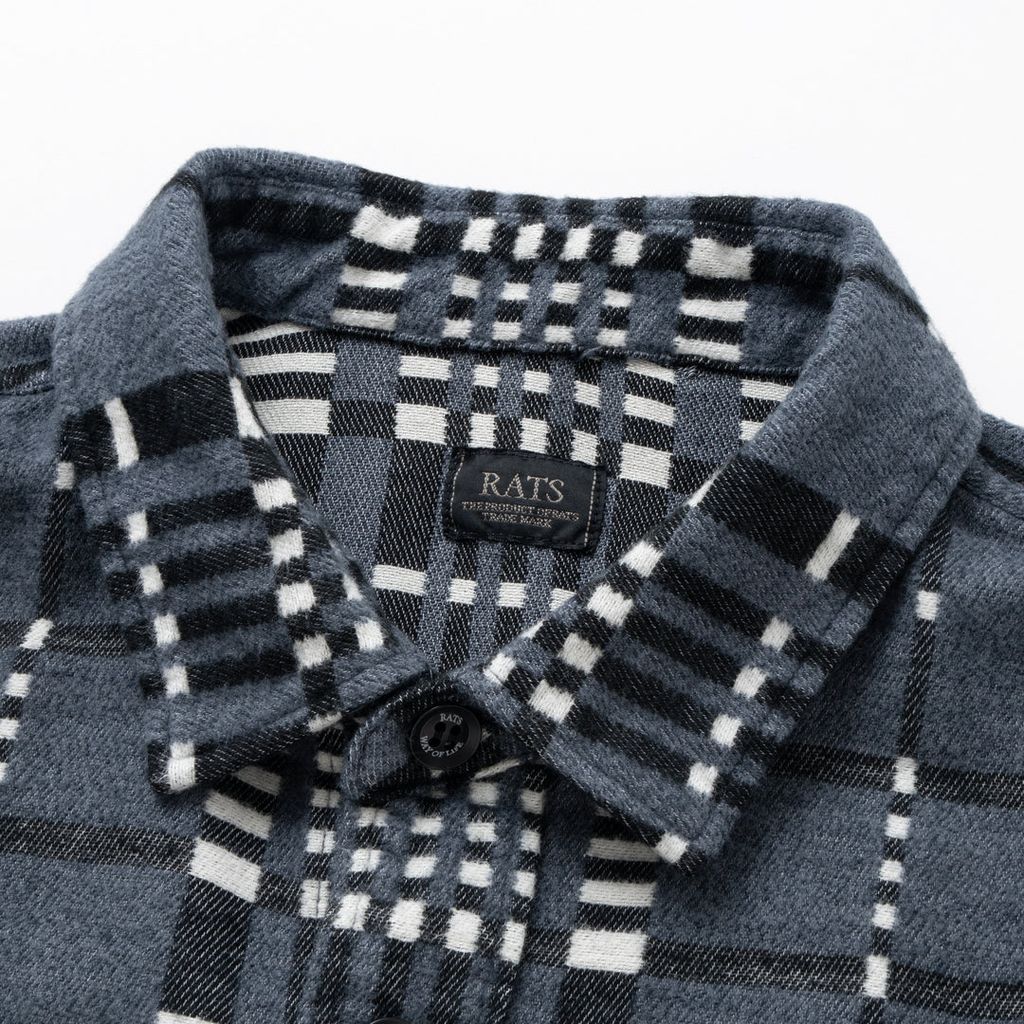 RATS C/R FLANNEL GRAY CHECK SHIRT