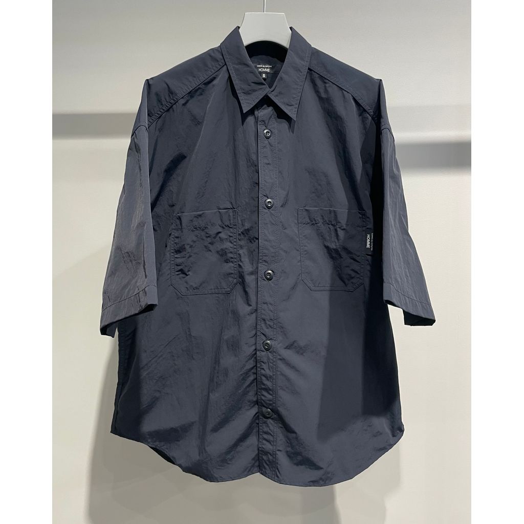 COMME des GARCONS HOMME NYLON TUSSER HALF SLEEVE SHIRT（NAVY）
