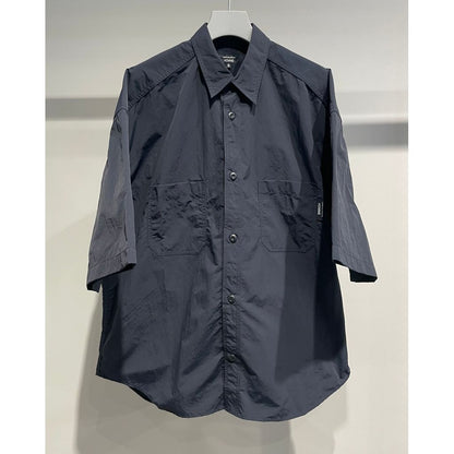 COMME des GARCONS HOMME NYLON TUSSER HALF SLEEVE SHIRT（NAVY）