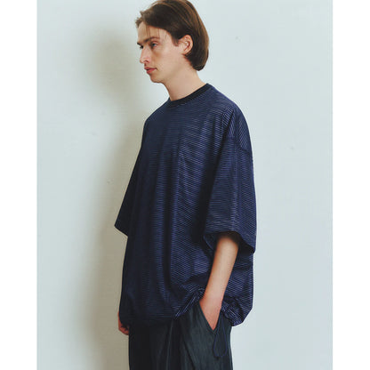 is-ness BALLOON BORDER LAYERED MESH T-SHIRT