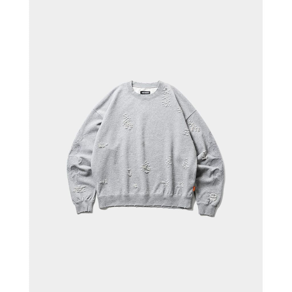TIGHTBOOTH DAMAGE CREW SWEAT - TIGHTBOOTH x DELUXE
