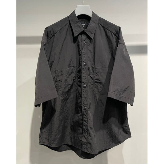 COMME des GARCONS HOMME NYLON TUSSER HALF SLEEVE SHIRT（BLACK）