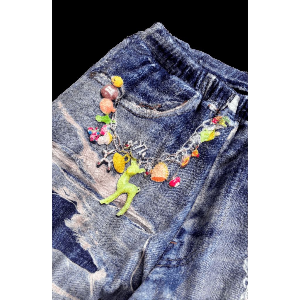 TALKING ABOUT THE ABSTRACTION  FLEECE DENIM PRINT WIDE PANTS