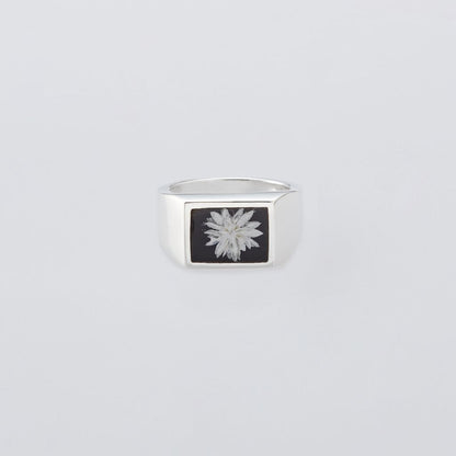 XOLO JEWELRY  Signet Ring with Black Flower