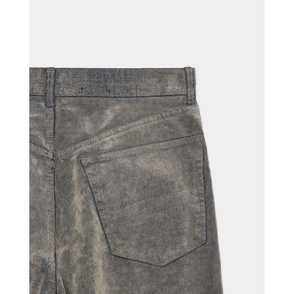 marka Velvet-Flocked Organic Cotton Denim / Cylinder Fit Jeans