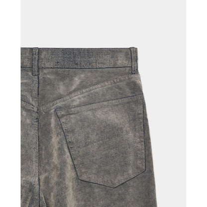 marka Velvet-Flocked Organic Cotton Denim / Cylinder Fit Jeans