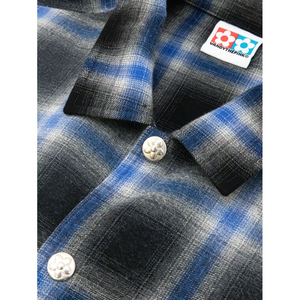 VANDY THE PINK BRUSHED FLANNEL SHIRT（BLUE）
