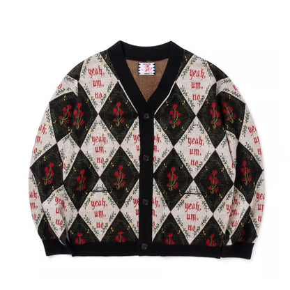 SON OF THE CHEESE "Yeah um no" Knit Cardigan(BLACK)